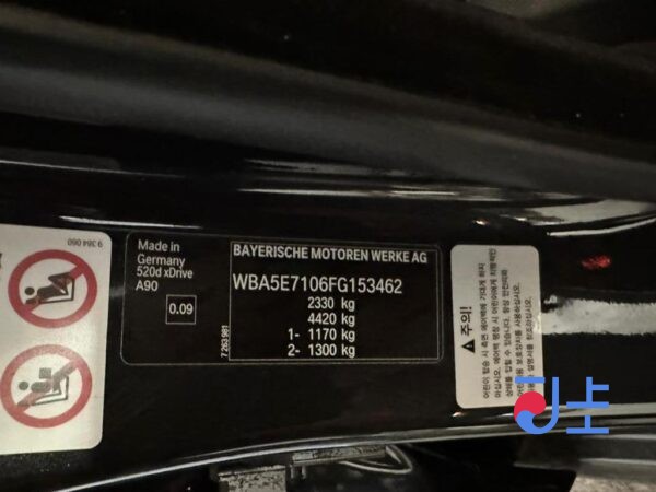 BMW Series 5 2015 Black — WBA5E7106FG153462 - Image 7